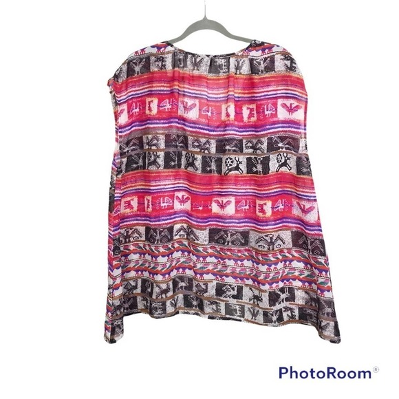 Show Me Your Mumu hieroglyphic tribal print multi colored sheer top - Picture 2 of 6